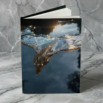 Silver Dragon Flying Over Reflective Water