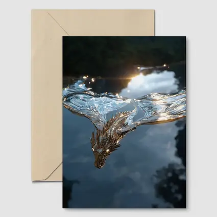 Silver Dragon Flying Over Reflective Water