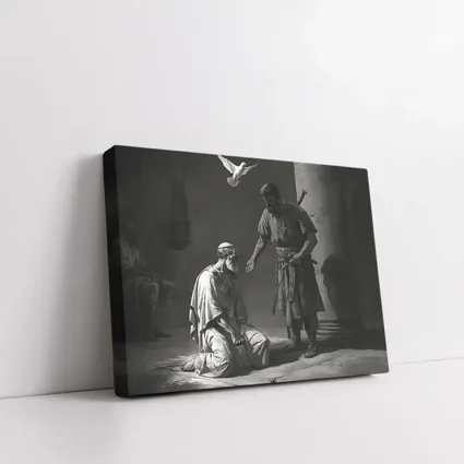 Biblical Scene Soldier Dove Dark Art