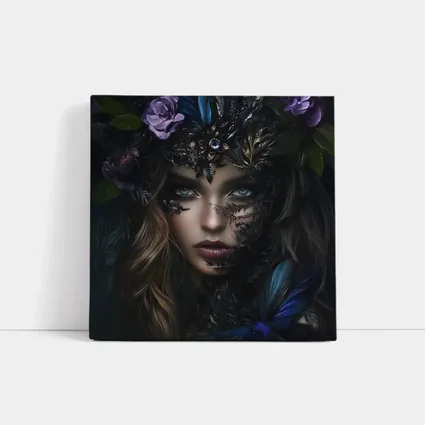 Dark Fantasy Woman With Floral Crown Portrait