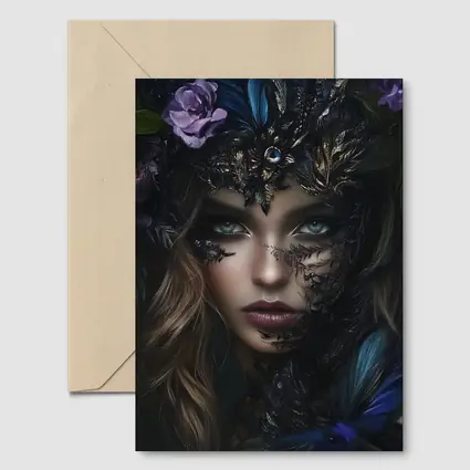 Dark Fantasy Woman With Floral Crown Portrait