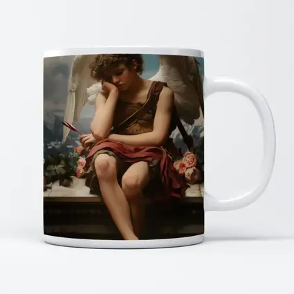 Cupid Angel Sitting With Roses Painting
