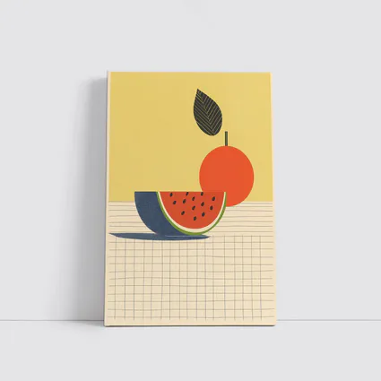 Retro Minimal Fruit Still Life Yellow Background