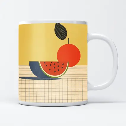 Retro Minimal Fruit Still Life Yellow Background