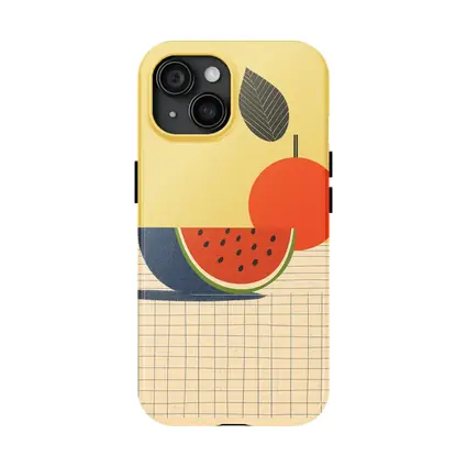 Retro Minimal Fruit Still Life Yellow Background