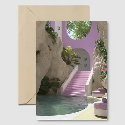 Pink Archway Pool Surreal Tropical Architecture