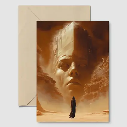 Ancient Desert Colossus Figure Surreal Sand