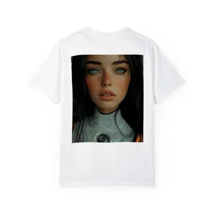 Futuristic Cyborg Girl Green Eyes Portrait