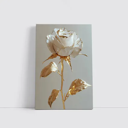 White Gold Rose Metallic Flower Art