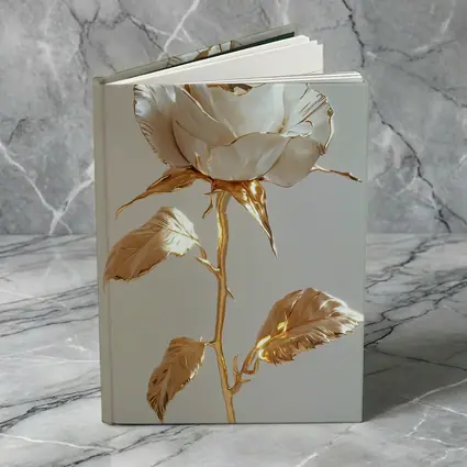 White Gold Rose Metallic Flower Art
