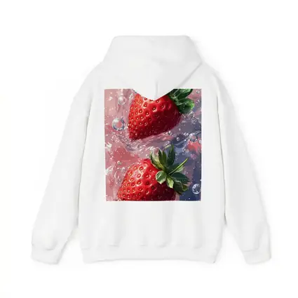 Two Red Strawberries Floating In Pink Water