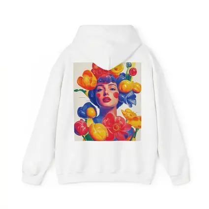 Colorful Woman Portrait Surrounded By Bold Flowers