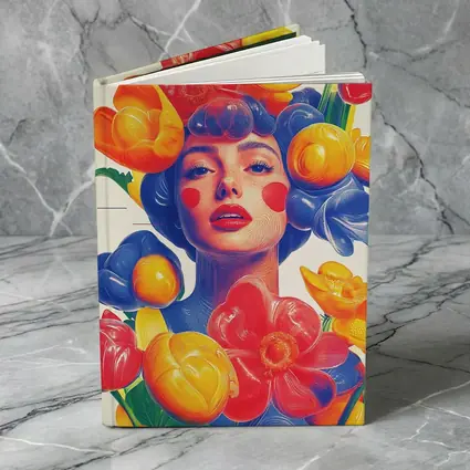 Colorful Woman Portrait Surrounded By Bold Flowers