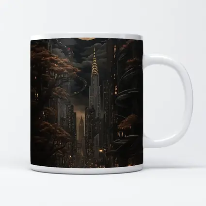 Dark Gothic City Night Crescent Moon Art