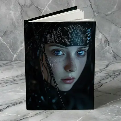 Cyberpunk Girl Digital Code Dark Portrait