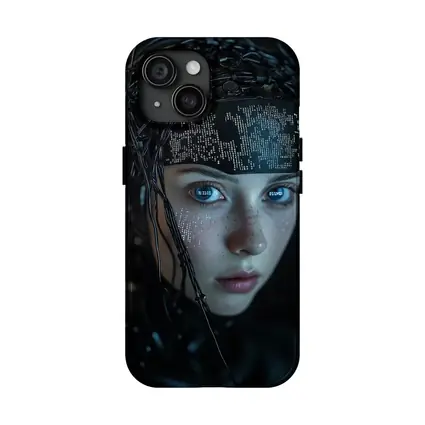 Cyberpunk Girl Digital Code Dark Portrait