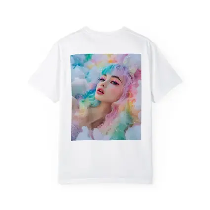 Pastel Rainbow Hair Woman Fluffy Clouds Fantasy
