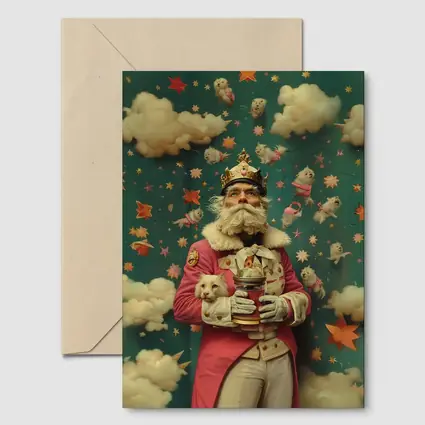 Surreal King With Cats Stars Fantasy