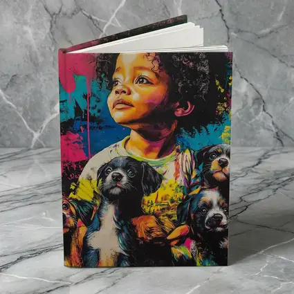 Child With Puppies Colorful Pop Art