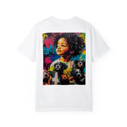 Child With Puppies Colorful Pop Art