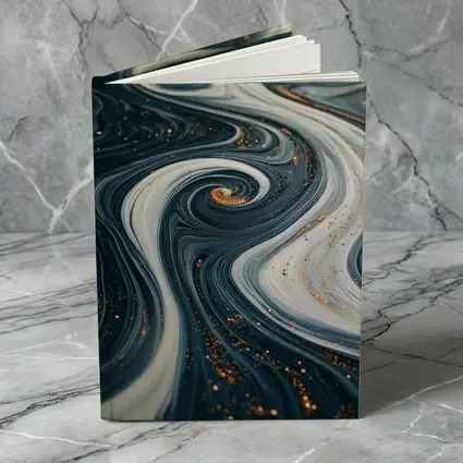 Dark Blue Marble Swirl Gold Abstract Art