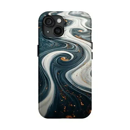 Dark Blue Marble Swirl Gold Abstract Art