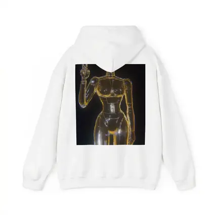 Golden Glass Robot Woman Peace Sign