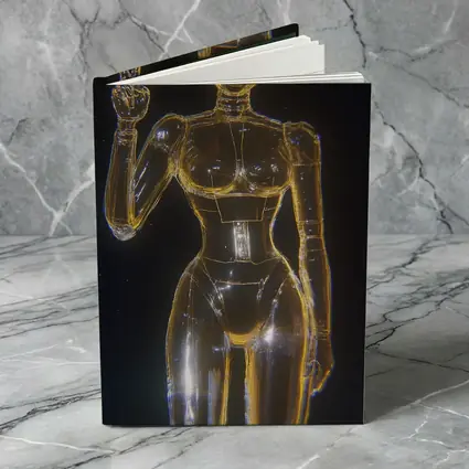 Golden Glass Robot Woman Peace Sign