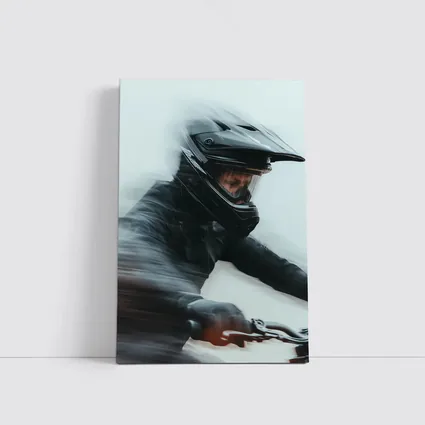 Motorcyclist Riding Fast Motion Blur Art
