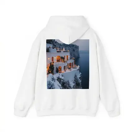 White Cliffside Villa Snowy Winter Sea View