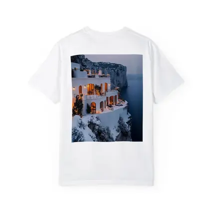 White Cliffside Villa Snowy Winter Sea View