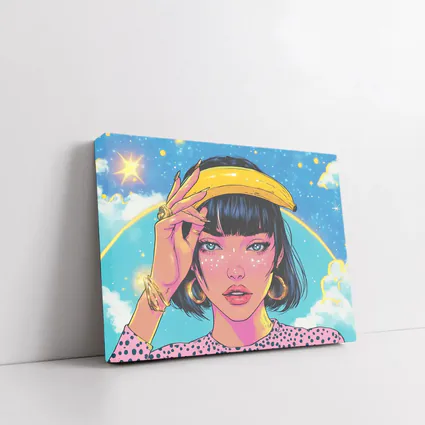 Anime Girl Banana Hat Starry Sky Background