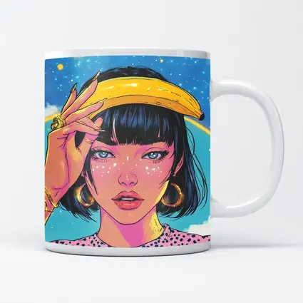 Anime Girl Banana Hat Starry Sky Background