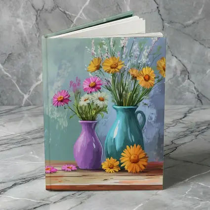 Daisies and Wildflowers in Colorful Vases