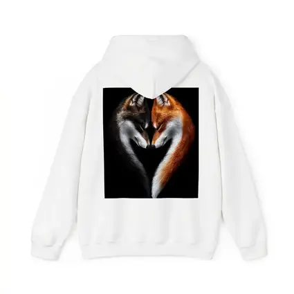 Two Foxes Heart Shape Black Background