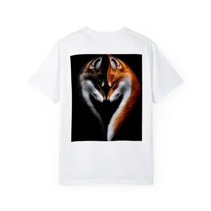 Two Foxes Heart Shape Black Background