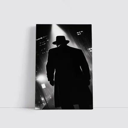 Noir Detective Silhouette Rainy City Night