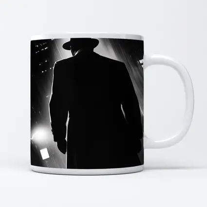 Noir Detective Silhouette Rainy City Night