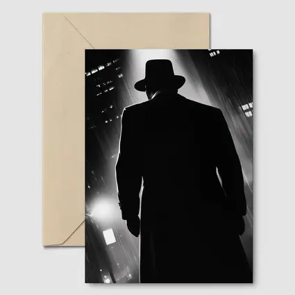 Noir Detective Silhouette Rainy City Night