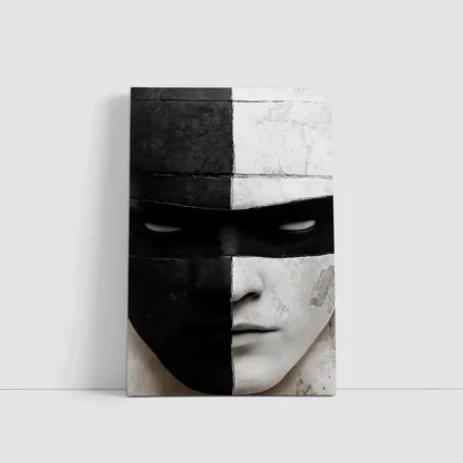Black White Cracked Mask Face Portrait