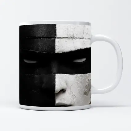 Black White Cracked Mask Face Portrait