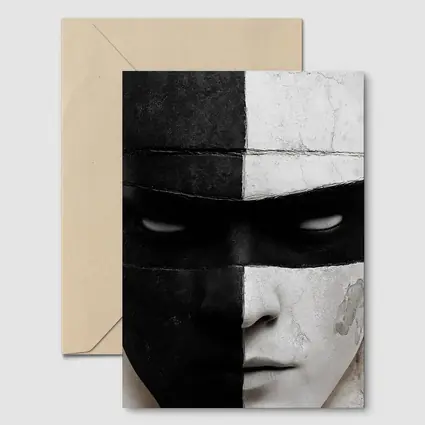 Black White Cracked Mask Face Portrait
