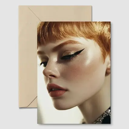 Redhead Woman Bold Gold Eye Makeup