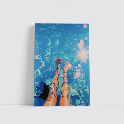 Woman Legs Dangling in Blue Pool