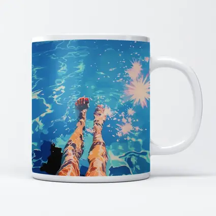 Woman Legs Dangling in Blue Pool