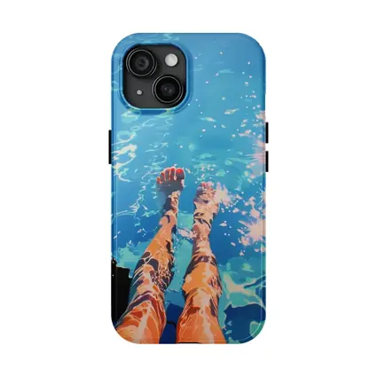 Woman Legs Dangling in Blue Pool