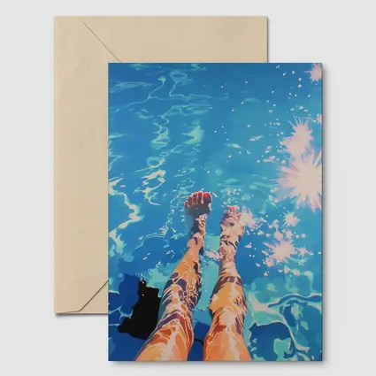 Woman Legs Dangling in Blue Pool