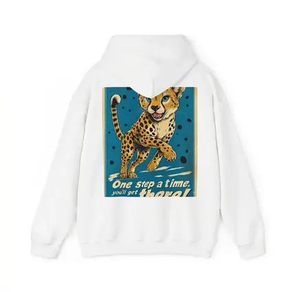Cheetah Cub Running Retro Blue Motivational Art