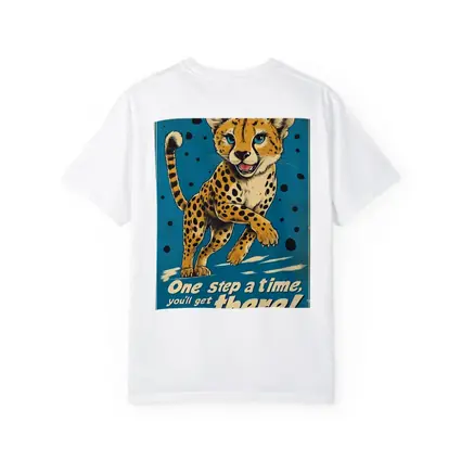 Cheetah Cub Running Retro Blue Motivational Art