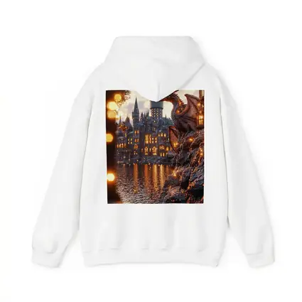 Dragon Perched by Glowing Fantasy Castle